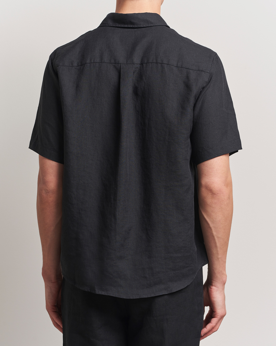 Herr | Skjortor | Colorful Standard | Garment Dyed Linen Short Sleeve Shirt Deep Black