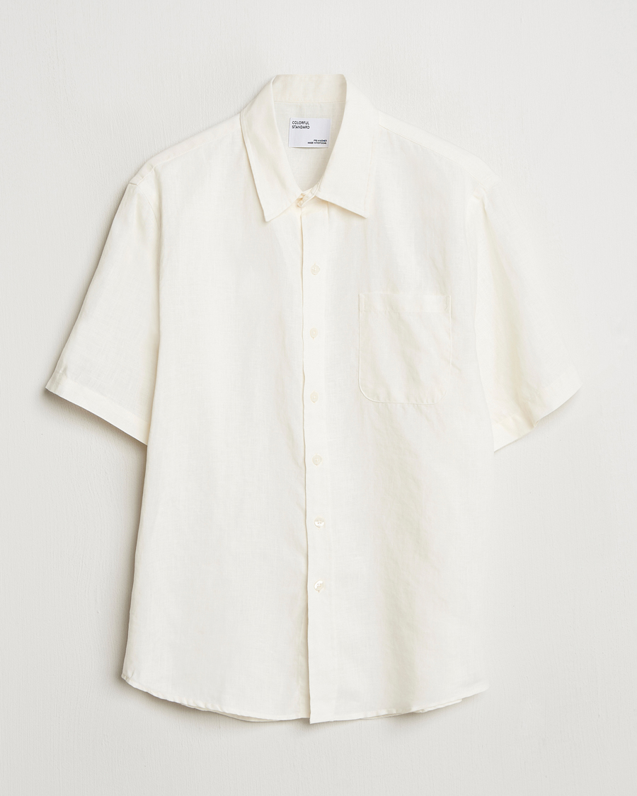 Herr | Skjortor | Colorful Standard | Garment Dyed Linen Short Sleeve Shirt Ivory White