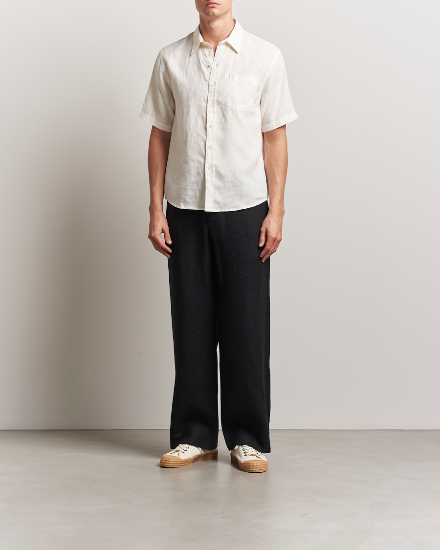 Herr | Skjortor | Colorful Standard | Garment Dyed Linen Short Sleeve Shirt Ivory White