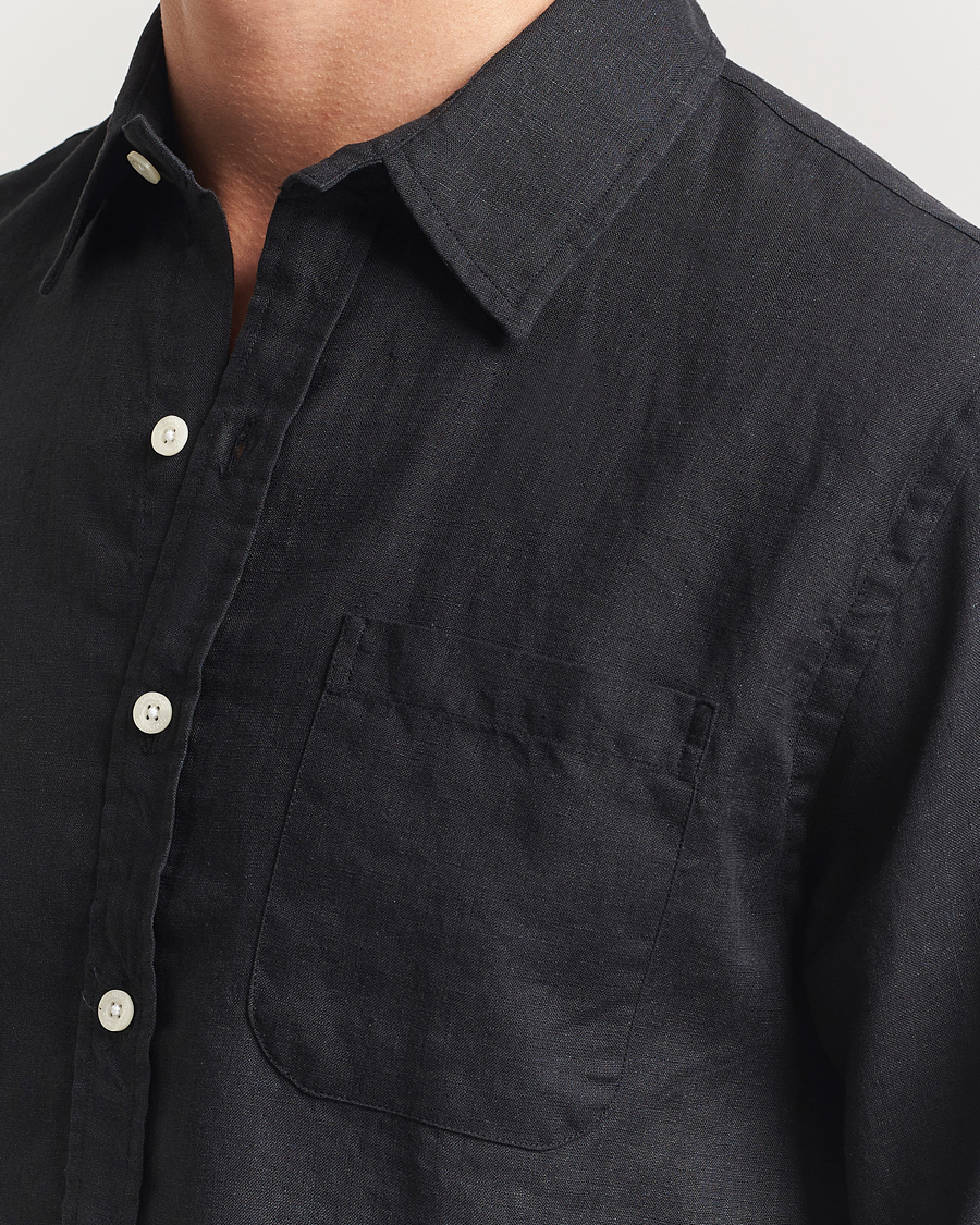 Herr | Skjortor | Colorful Standard | Garment Dyed Linen Shirt Deep Black