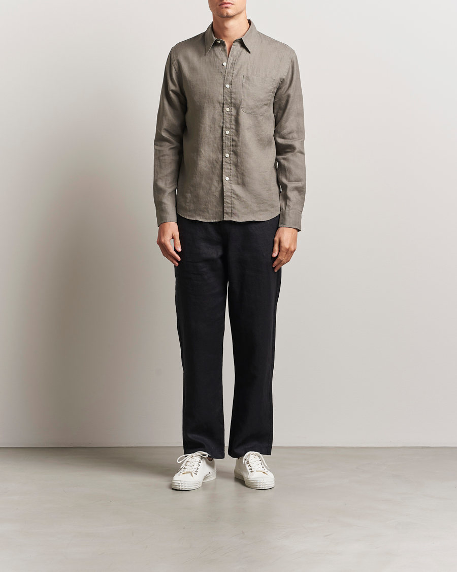Herr | Skjortor | Colorful Standard | Garment Dyed Linen Shirt Dusty Olive