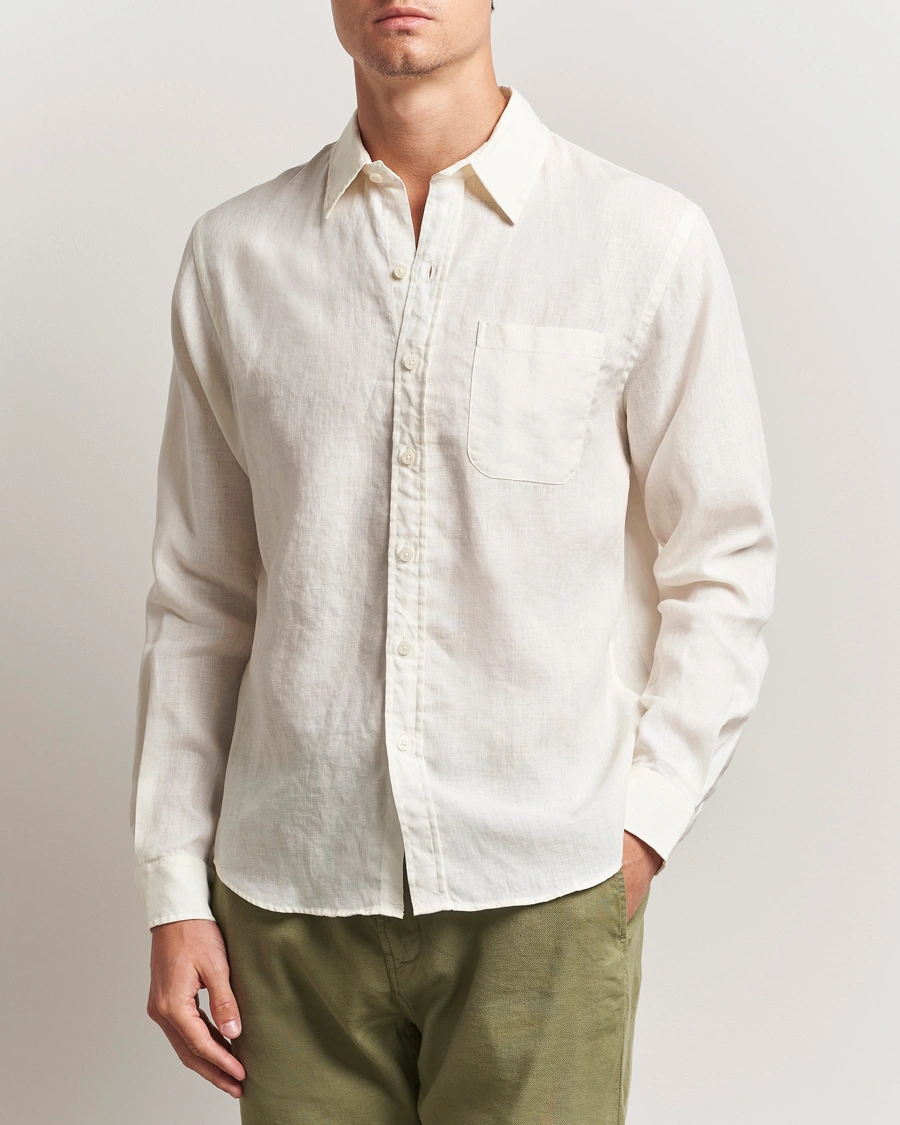 Herr | Skjortor | Colorful Standard | Garment Dyed Linen Shirt Ivory White