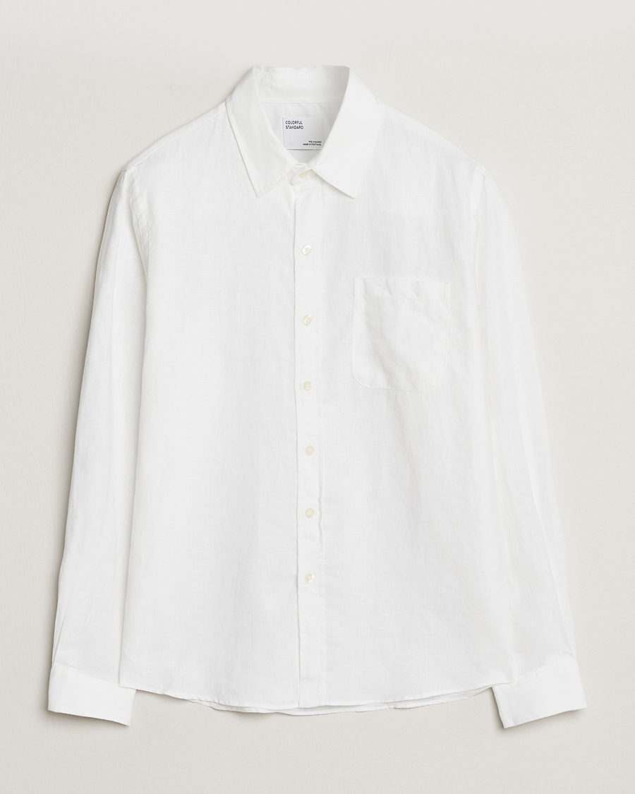 Herr | Skjortor | Colorful Standard | Garment Dyed Linen Shirt Optical White