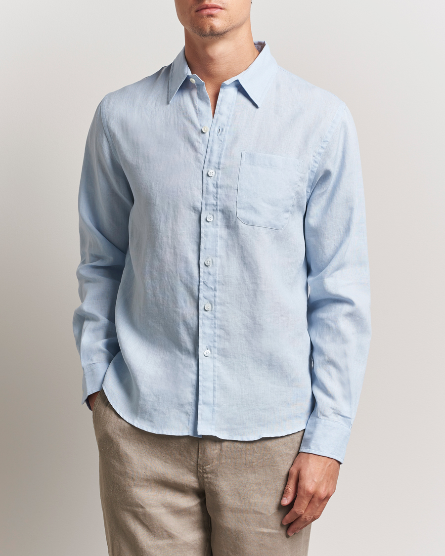 Herr | Skjortor | Colorful Standard | Garment Dyed Linen Shirt Polar Blue