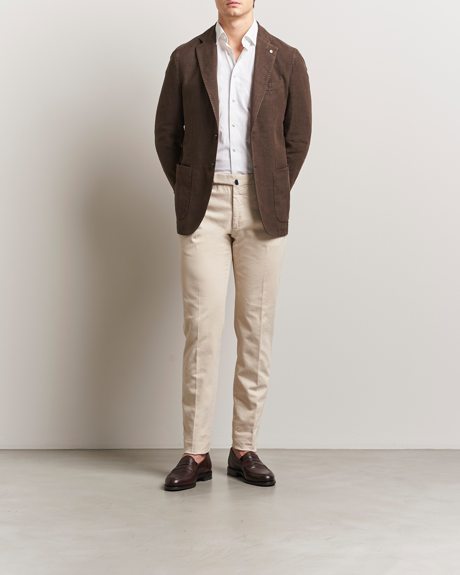 Herr | Kavajer | L.B.M. 1911 | Jack Regular Fit Linen Blazer Dark Brown