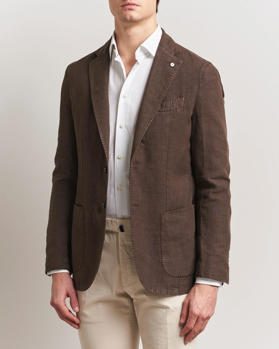 Herr | Kavajer | L.B.M. 1911 | Jack Regular Fit Linen Blazer Dark Brown