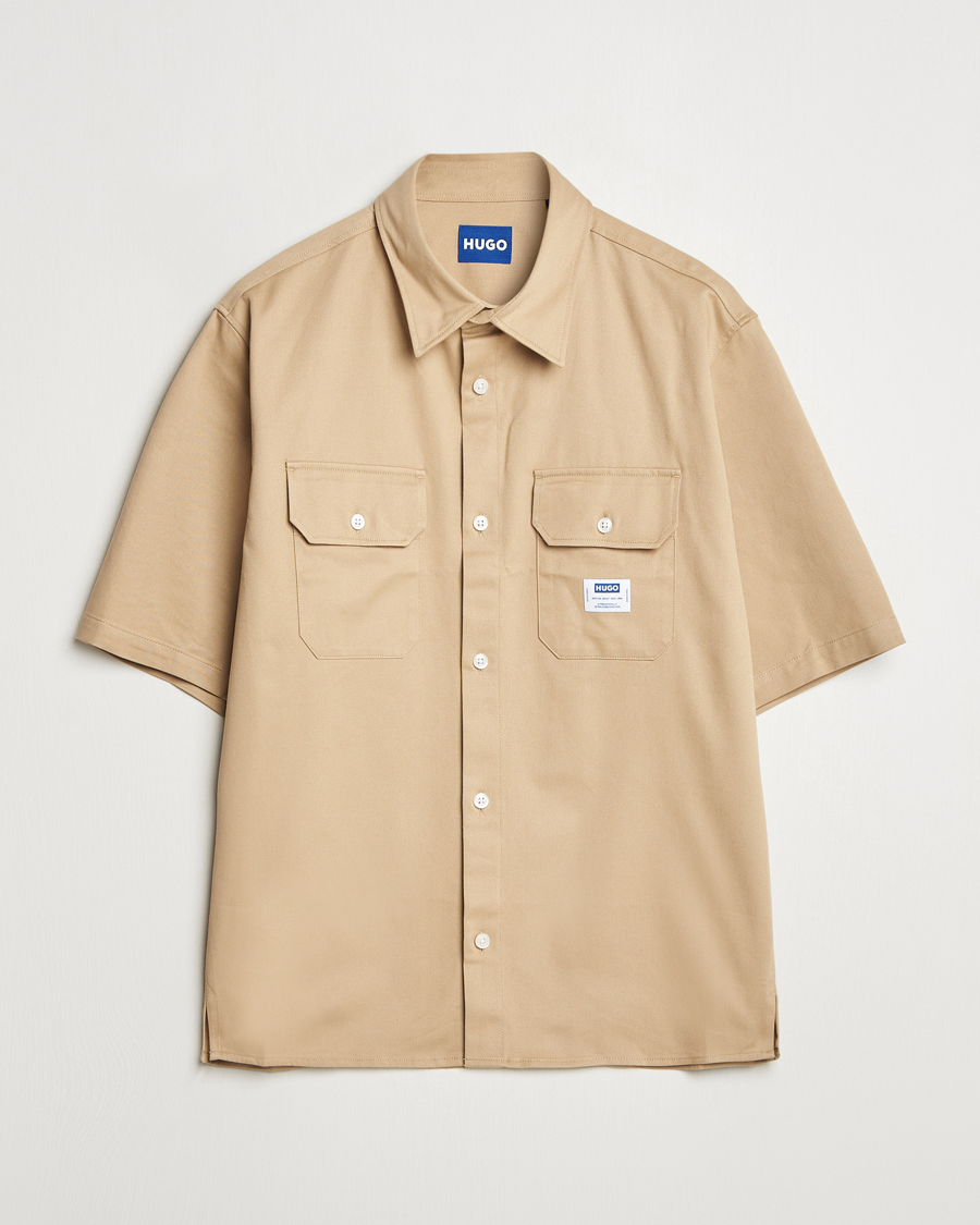 Herr | Skjortor | HUGO | Ekyno Short Sleeve Shirt Medium Beige
