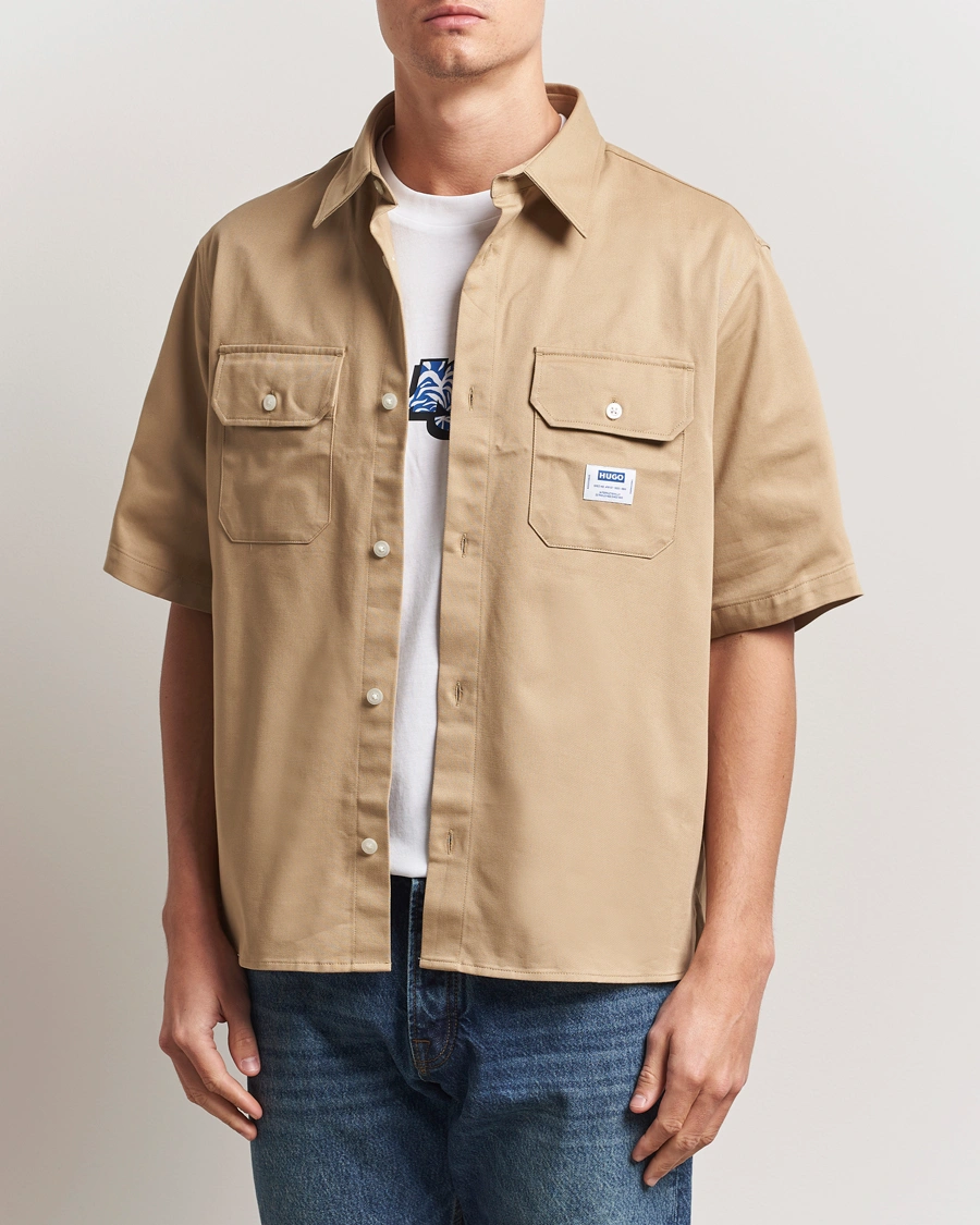 Herr | Skjortor | HUGO | Ekyno Short Sleeve Shirt Medium Beige