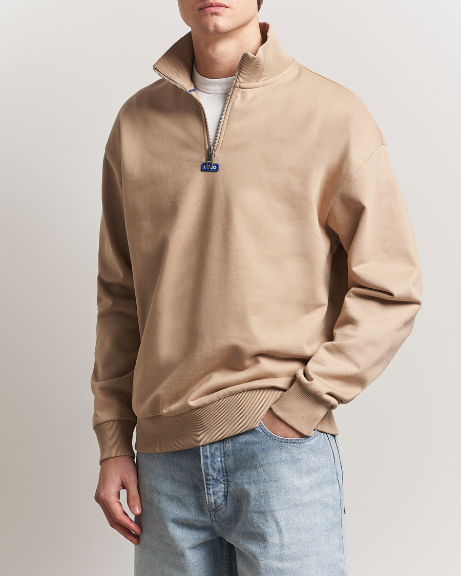 Herr | Tröjor | HUGO | Neeler Half Zip Sweatshirt Medium Beige