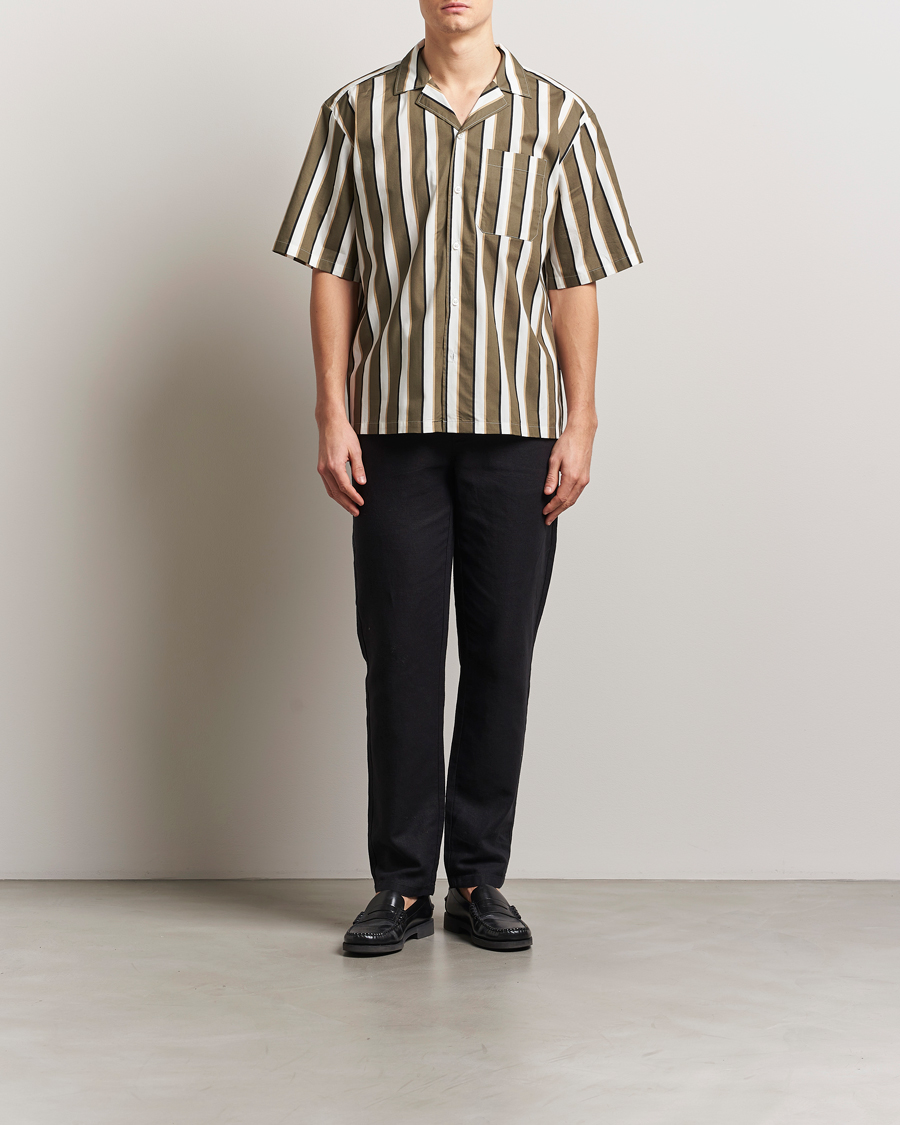 Herr | Skjortor | HUGO | Eligino Striped Short Sleeve Shirt Open Green