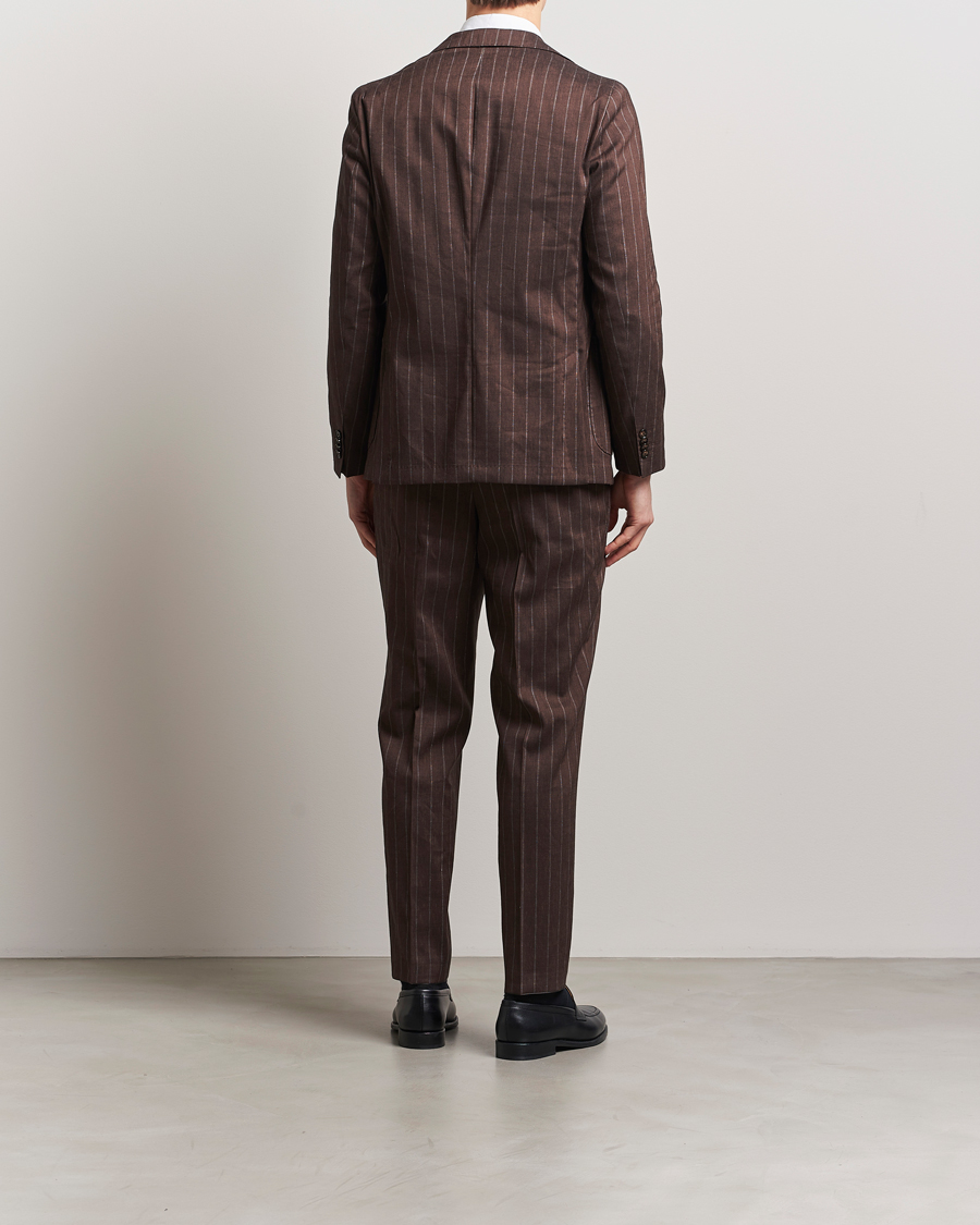 Herr | Kostymer | BOSS BLACK | Hanry Wool Pinstriped Suit Dark Brown