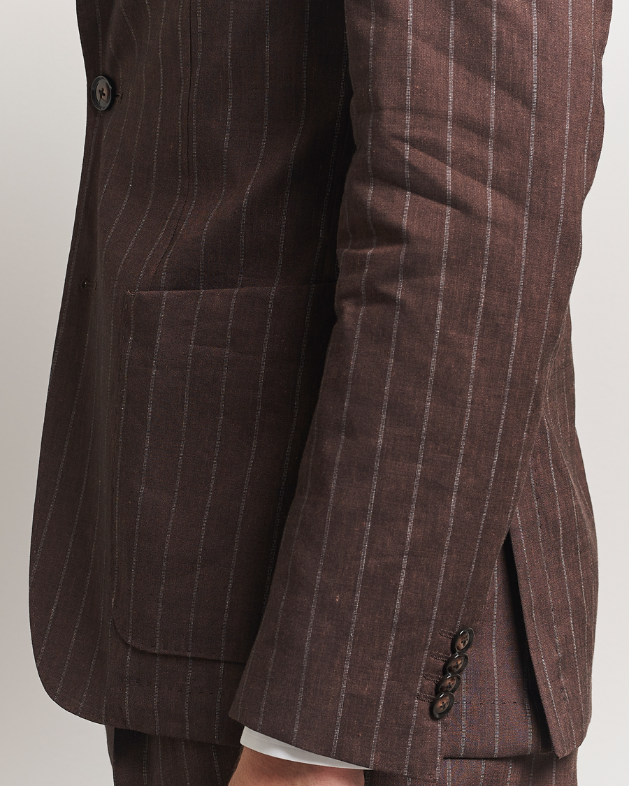 Herr | Kostymer | BOSS BLACK | Hanry Wool Pinstriped Suit Dark Brown