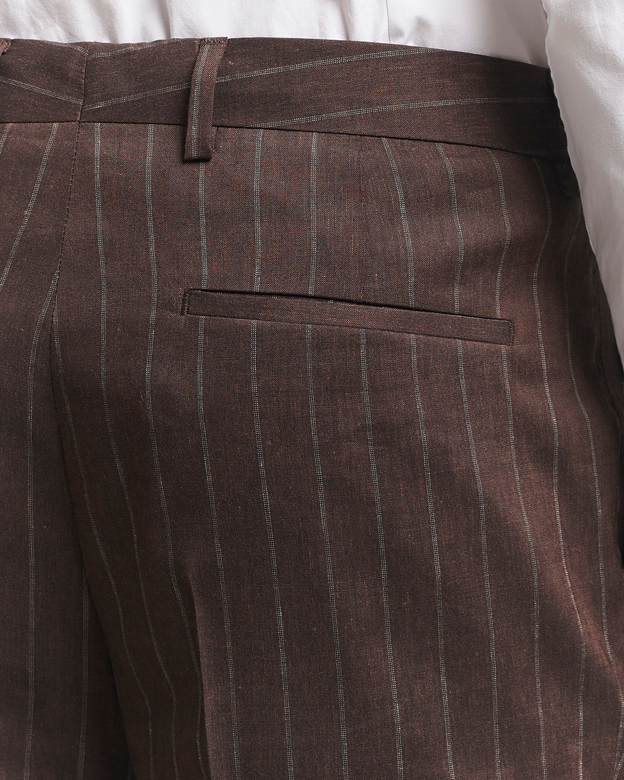 Herr | Kostymer | BOSS BLACK | Hanry Wool Pinstriped Suit Dark Brown