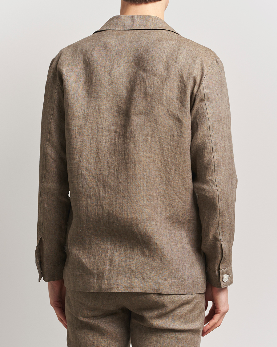 Herr | Jackor | BOSS BLACK | Carper Linen Shirt Jacket Dark Brown