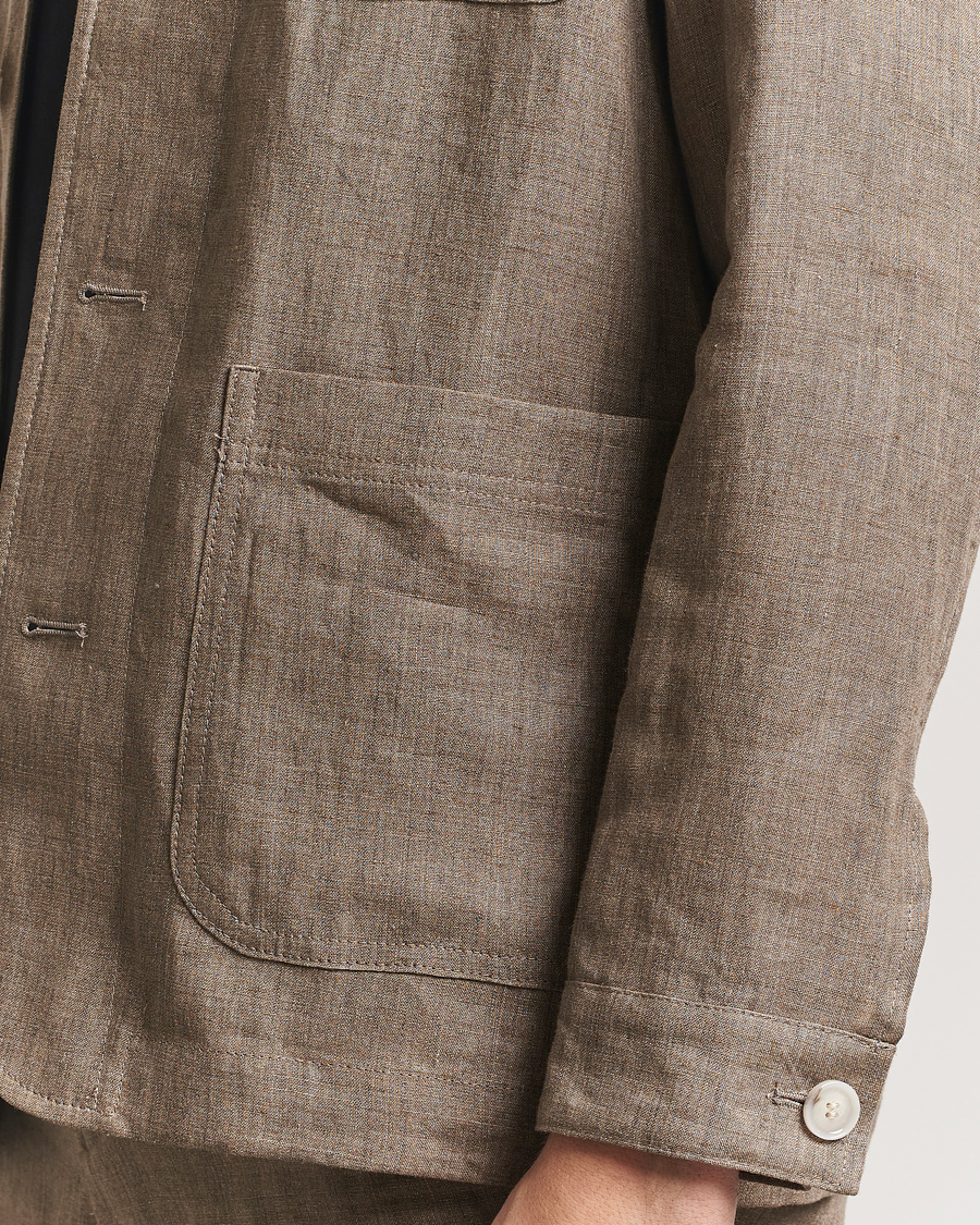 Herr | Jackor | BOSS BLACK | Carper Linen Shirt Jacket Dark Brown