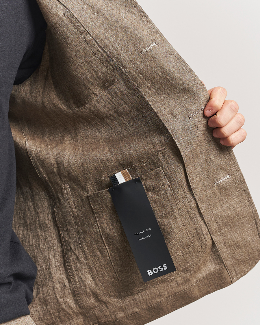 Herr | Jackor | BOSS BLACK | Carper Linen Shirt Jacket Dark Brown
