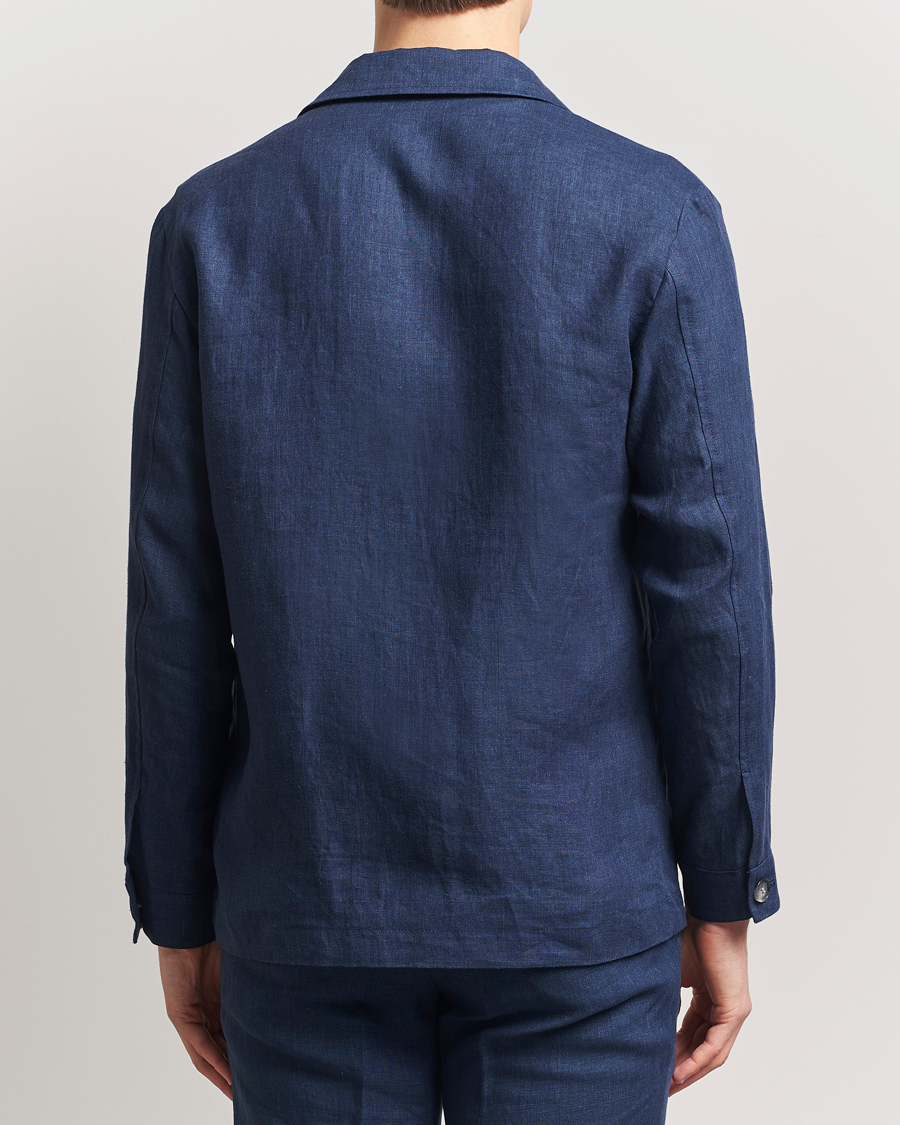 Herr | Jackor | BOSS BLACK | Carper Linen Shirt Jacket Dark Blue