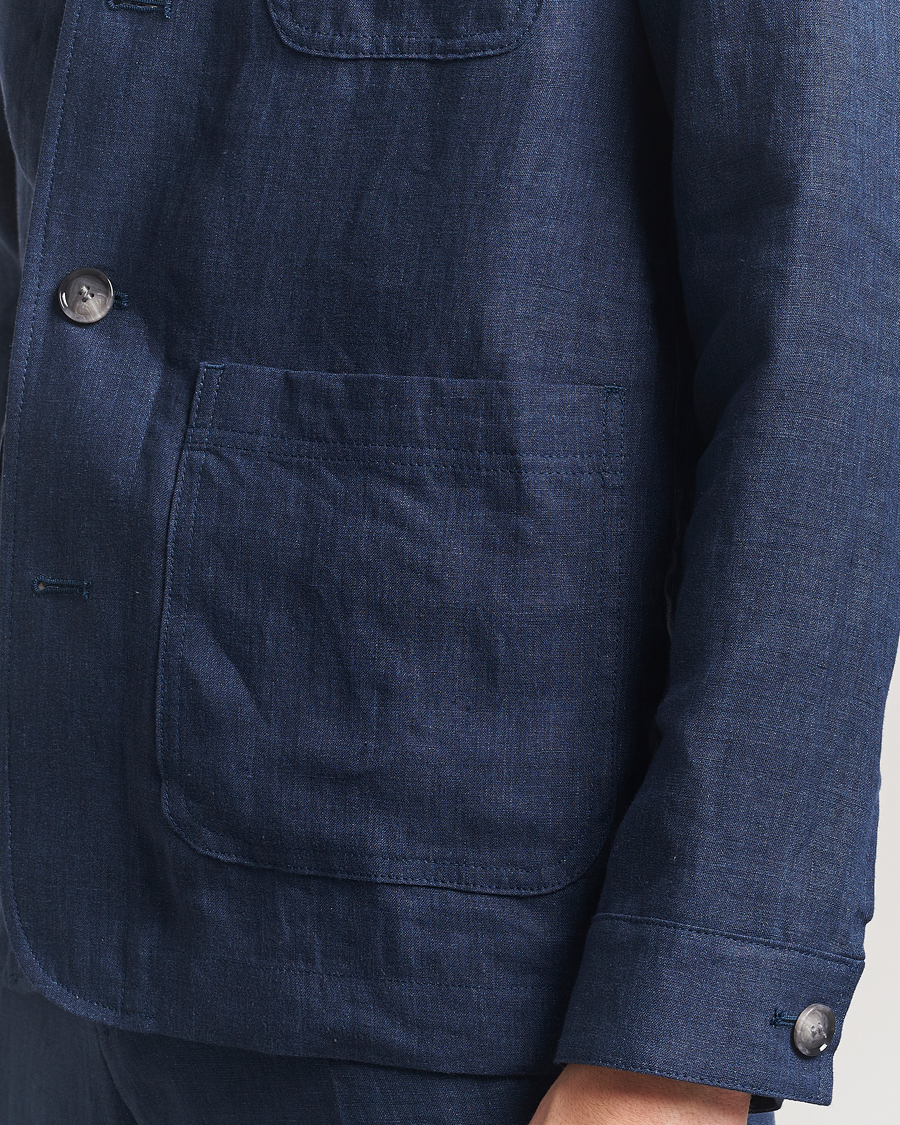 Herr | Jackor | BOSS BLACK | Carper Linen Shirt Jacket Dark Blue