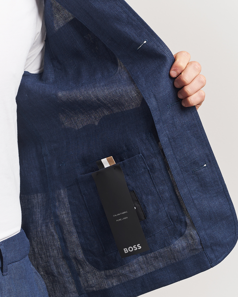 Herr | Jackor | BOSS BLACK | Carper Linen Shirt Jacket Dark Blue