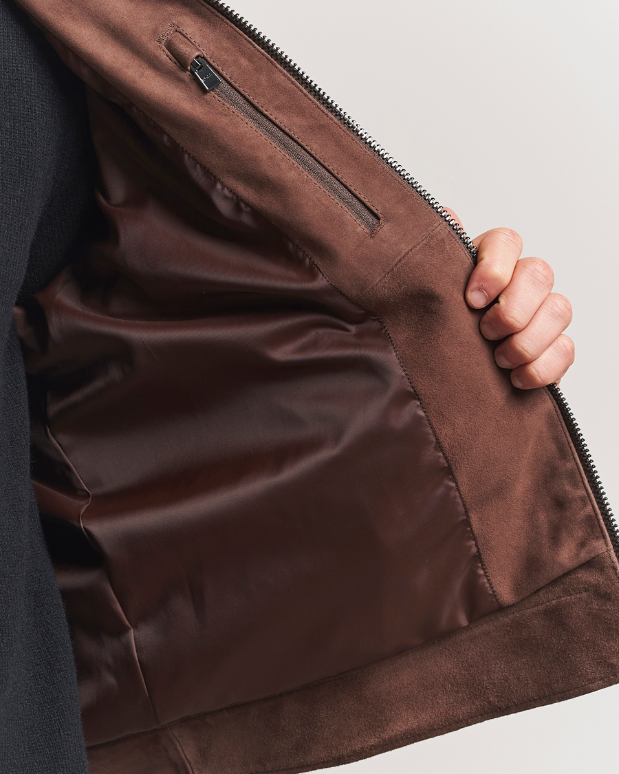 Herr | Jackor | BOSS BLACK | Malbano Suede Jacket Dark Brown