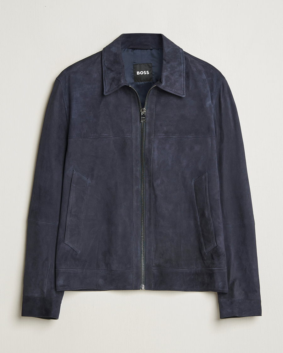 Herr | Jackor | BOSS BLACK | Malbano Suede Jacket Dark Blue