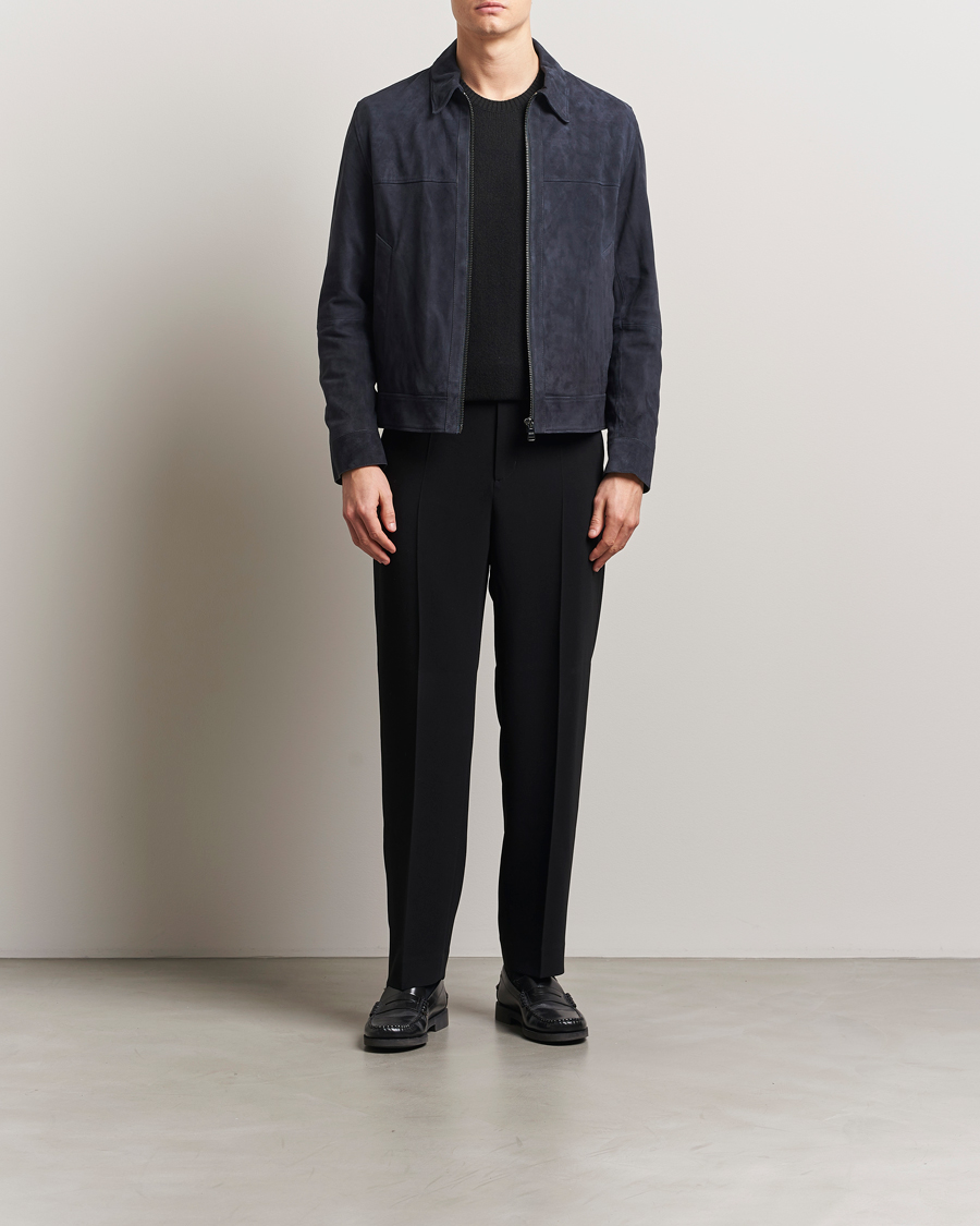 Herr | Jackor | BOSS BLACK | Malbano Suede Jacket Dark Blue