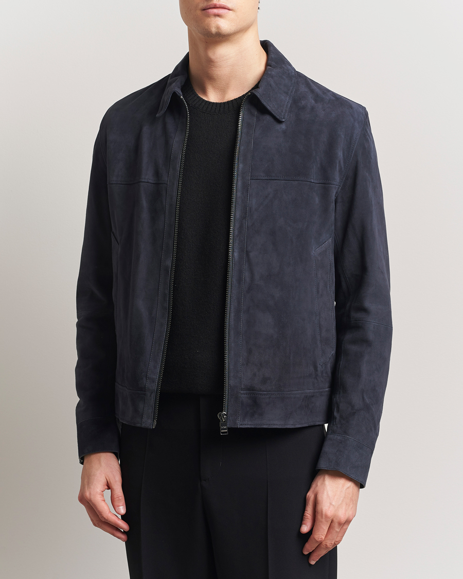 Herr | Jackor | BOSS BLACK | Malbano Suede Jacket Dark Blue