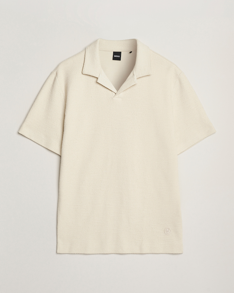 Herr | Pikéer | BOSS BLACK | Pye Terry Knitted Polo Open White