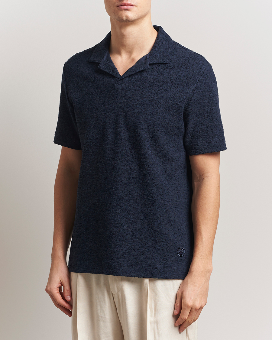 Herr | Pikéer | BOSS BLACK | Pye Terry Knitted Polo Dark Blue