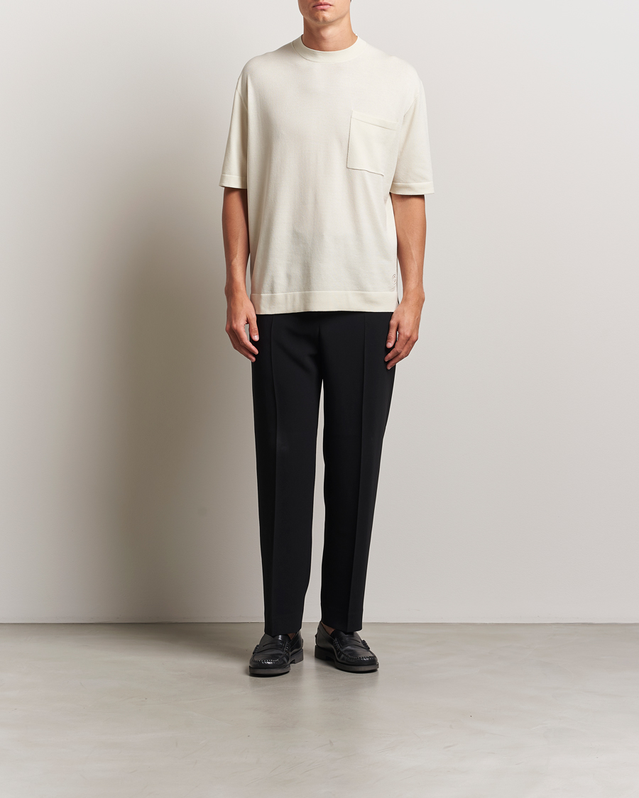 Herr | T-Shirts | BOSS BLACK | Jervaiso Cotton/Silk Knitted T-Shirt Open White