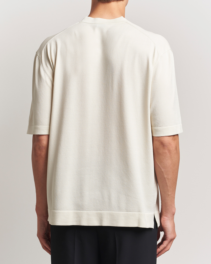 Herr | T-Shirts | BOSS BLACK | Jervaiso Cotton/Silk Knitted T-Shirt Open White