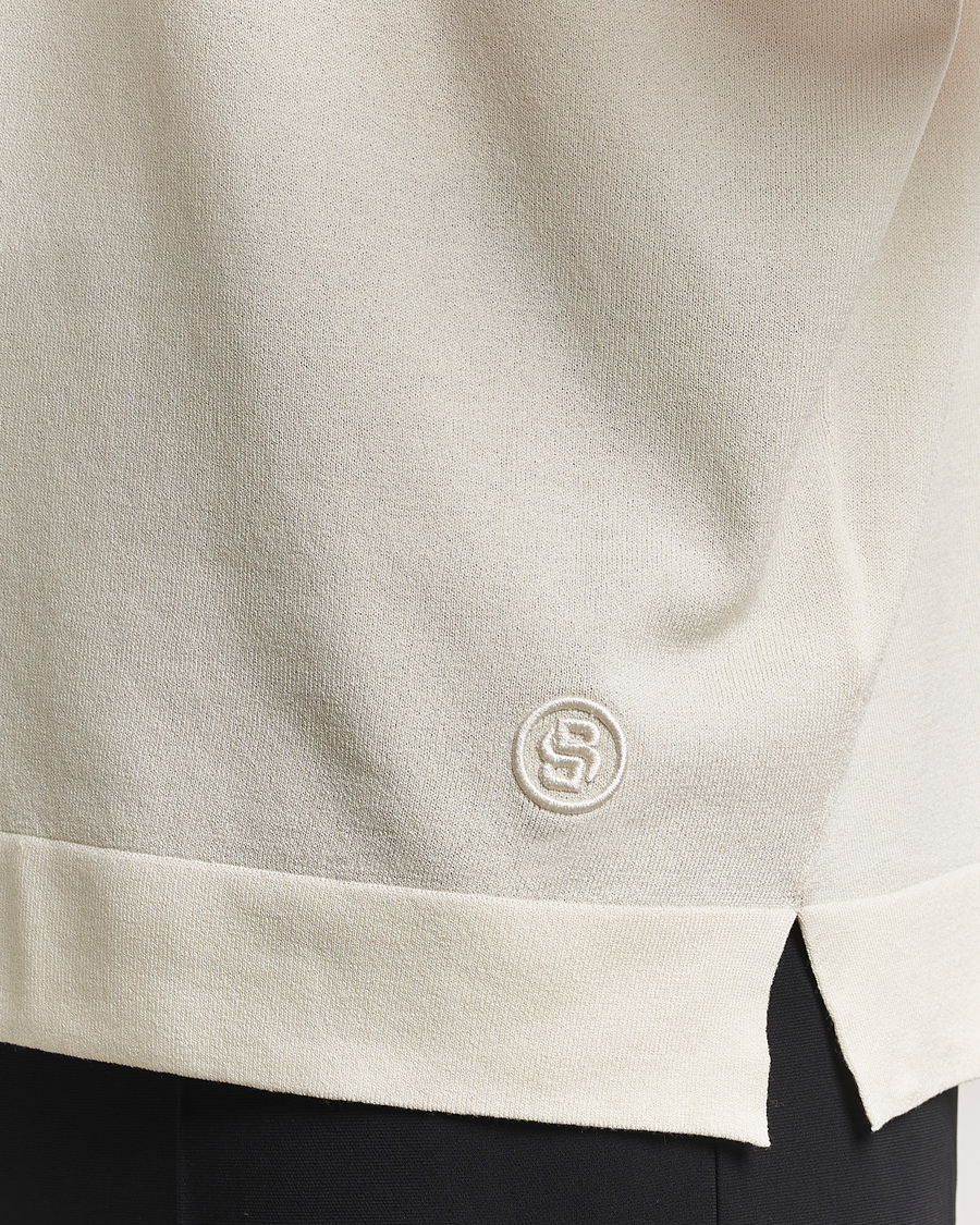 Herr | T-Shirts | BOSS BLACK | Jervaiso Cotton/Silk Knitted T-Shirt Open White