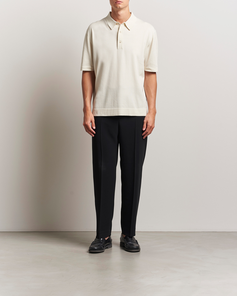Herr | Pikéer | BOSS BLACK | Jervasoni Cotton/Silk Knitted Polo Open White