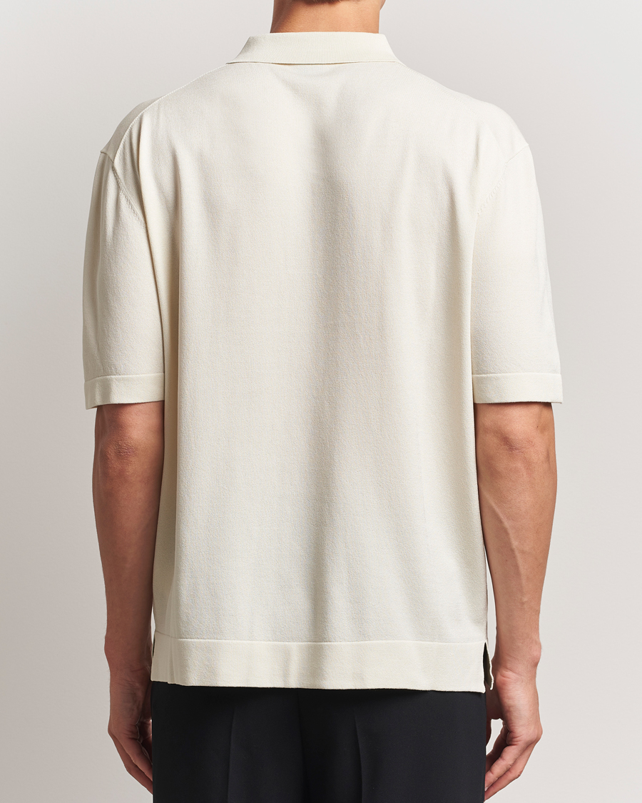Herr | Pikéer | BOSS BLACK | Jervasoni Cotton/Silk Knitted Polo Open White