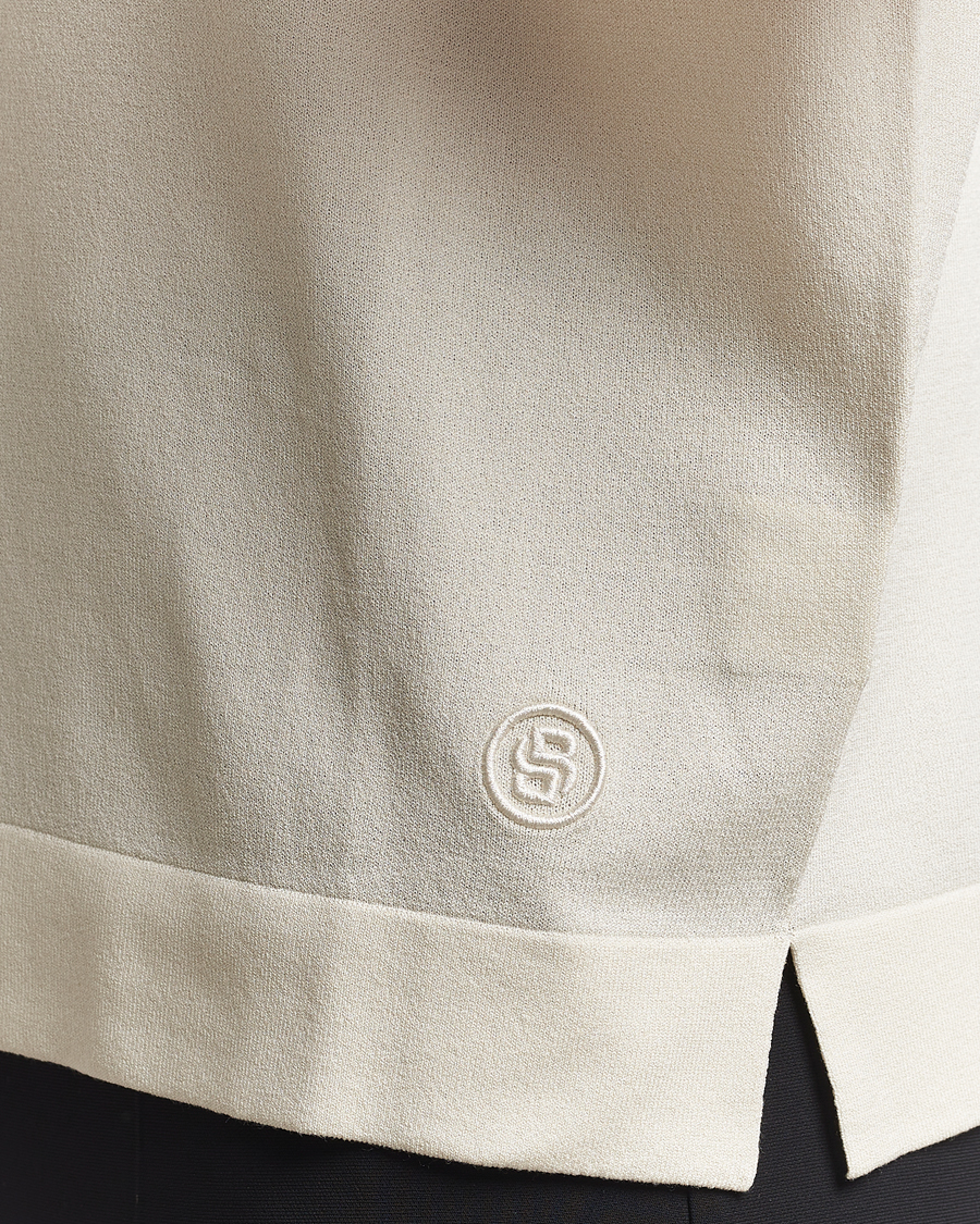 Herr | Pikéer | BOSS BLACK | Jervasoni Cotton/Silk Knitted Polo Open White