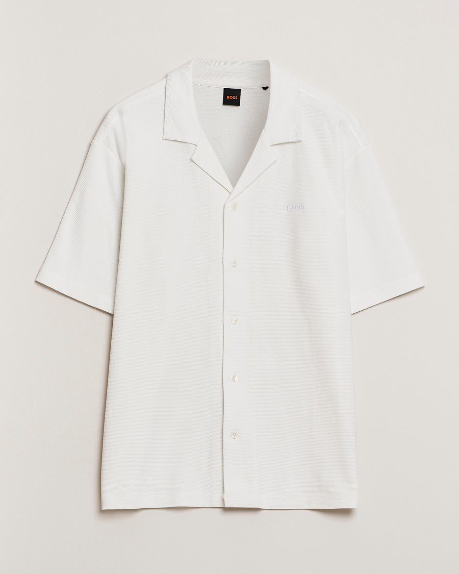Herr | Skjortor | BOSS ORANGE | Waffle Short Sleeve Shirt Natural