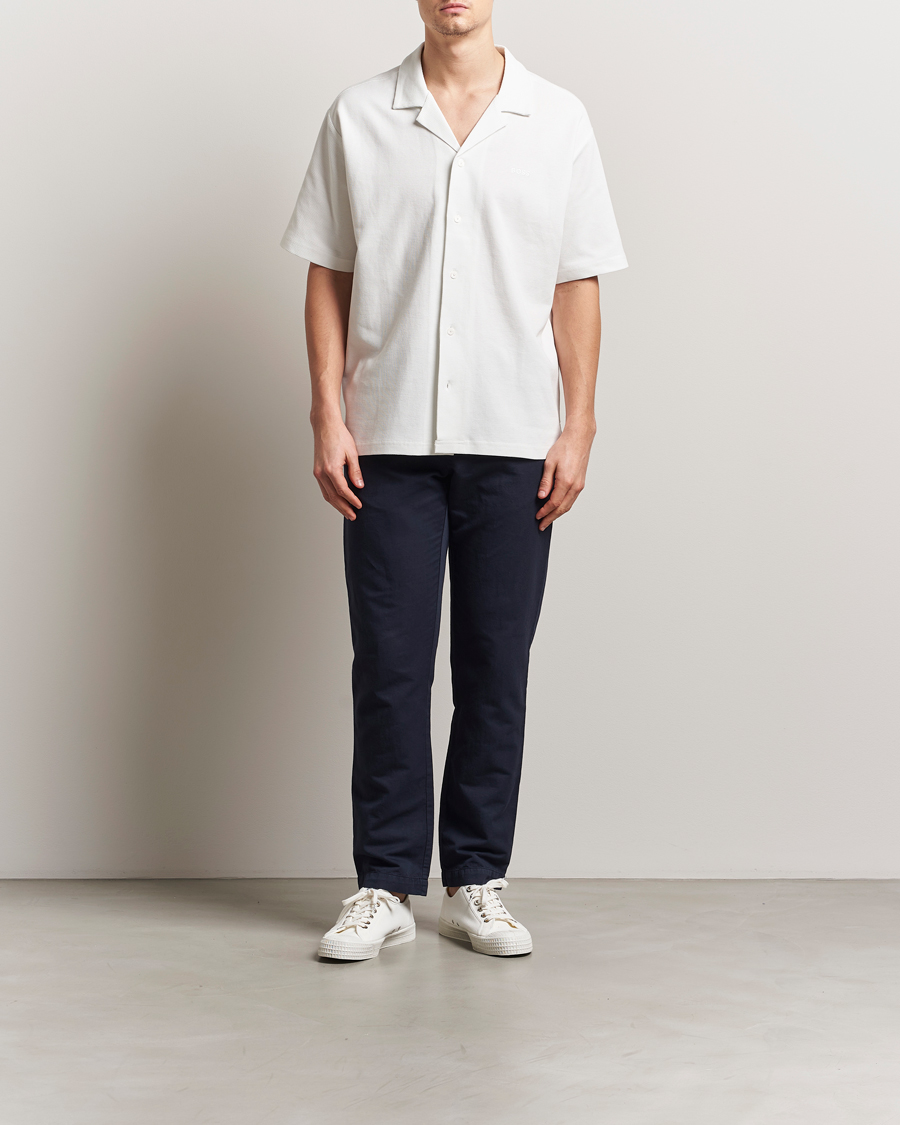 Herr | Skjortor | BOSS ORANGE | Waffle Short Sleeve Shirt Natural