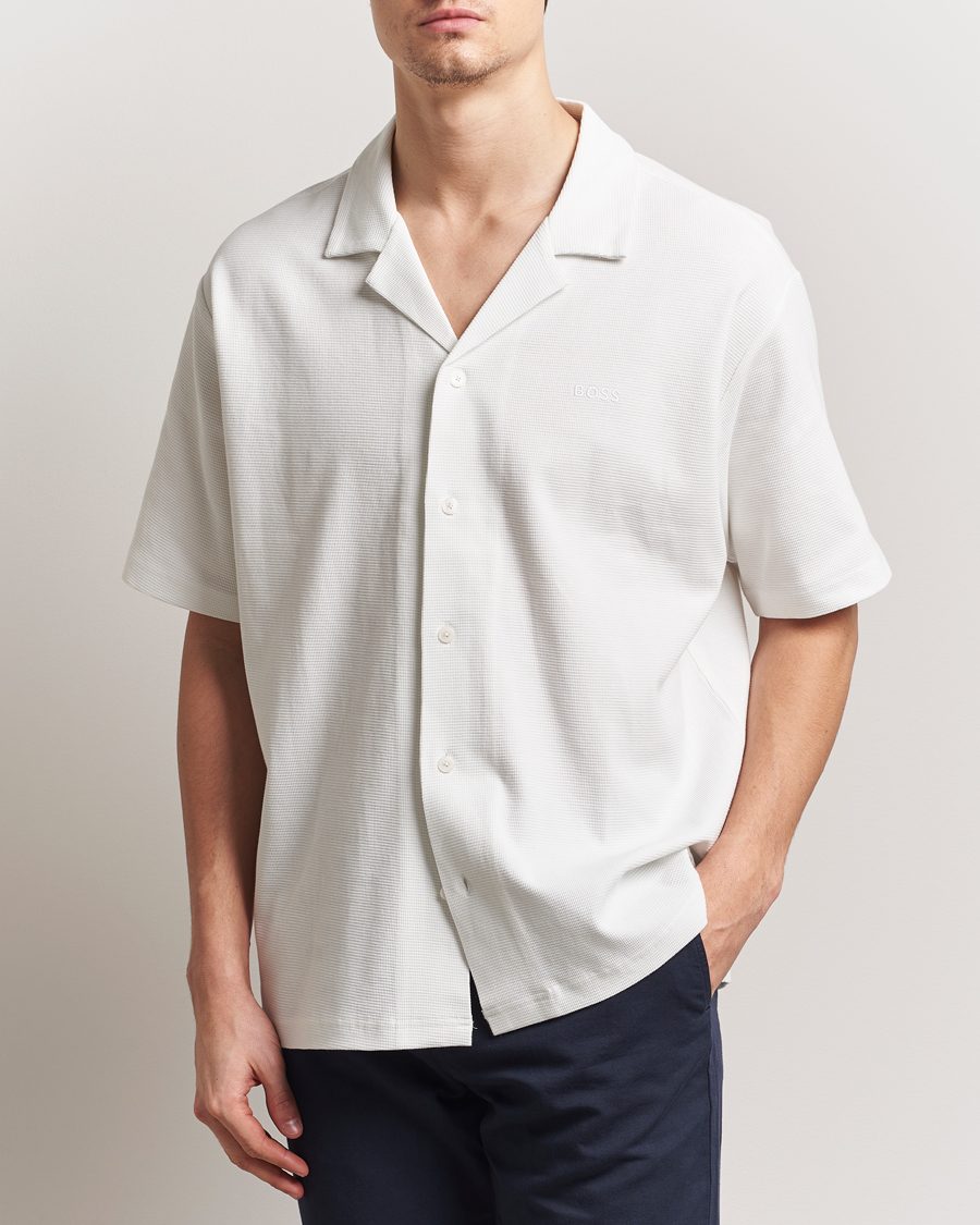 Herr | Skjortor | BOSS ORANGE | Waffle Short Sleeve Shirt Natural