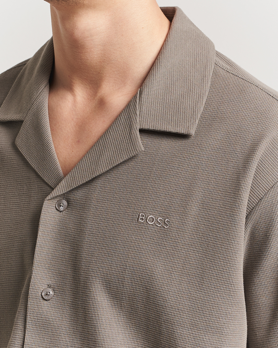 Herr | Skjortor | BOSS ORANGE | Waffle Short Sleeve Shirt Open Beige