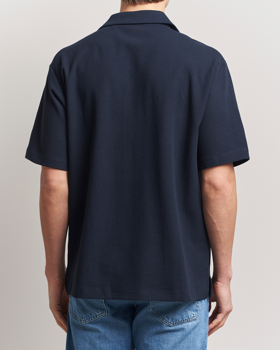 Herr | Skjortor | BOSS ORANGE | Waffle Short Sleeve Shirt Dark Blue