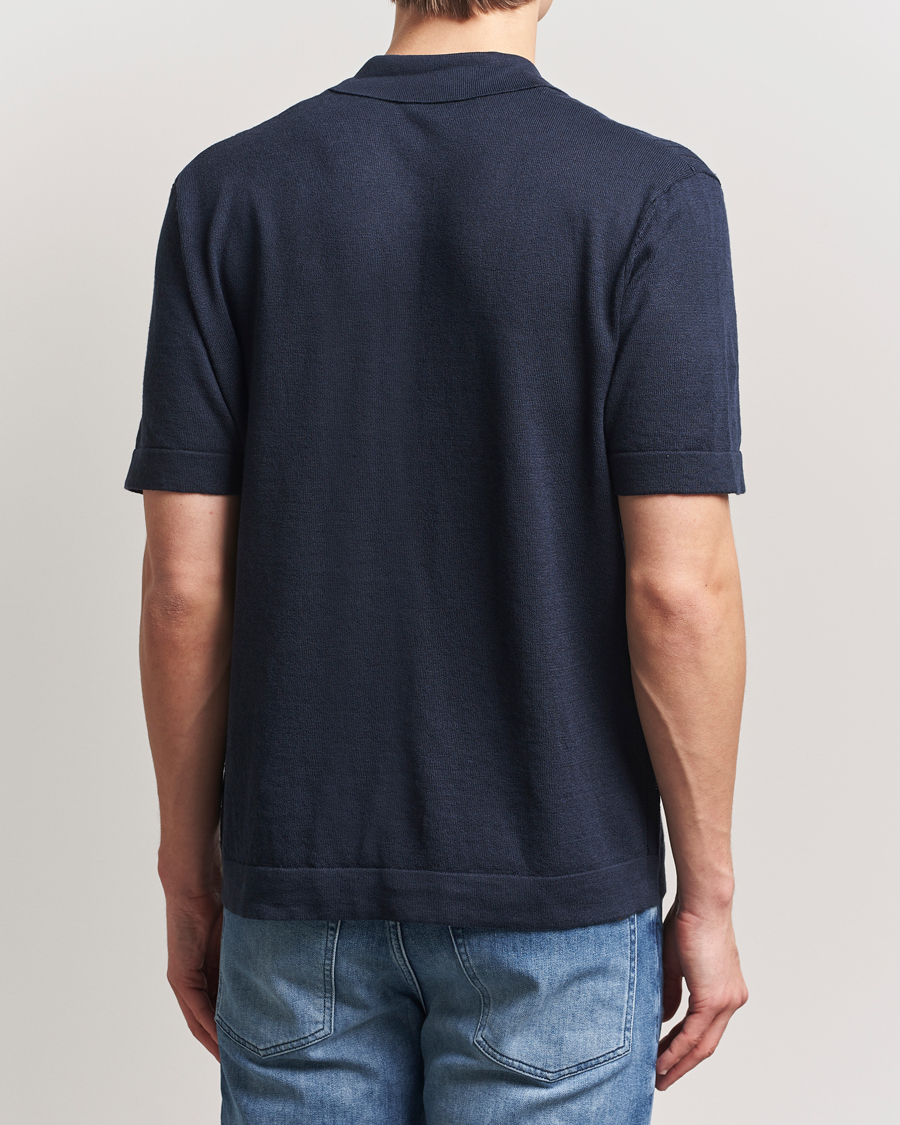 Herr | Skjortor | BOSS ORANGE | Kamicino Knitted Short Sleeve Shirt Dark Blue