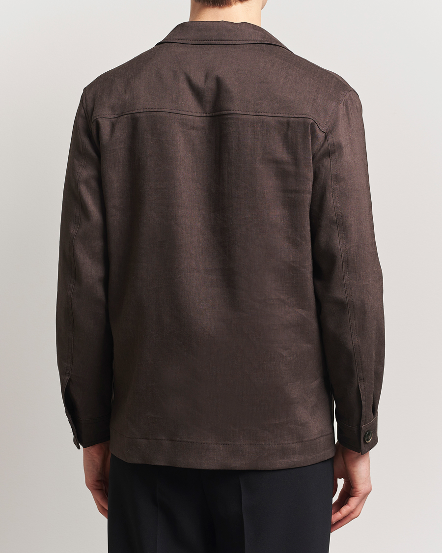 Herr | Jackor | BOSS CAMEL | Corvin Linen Shirt Jacket Dark Brown