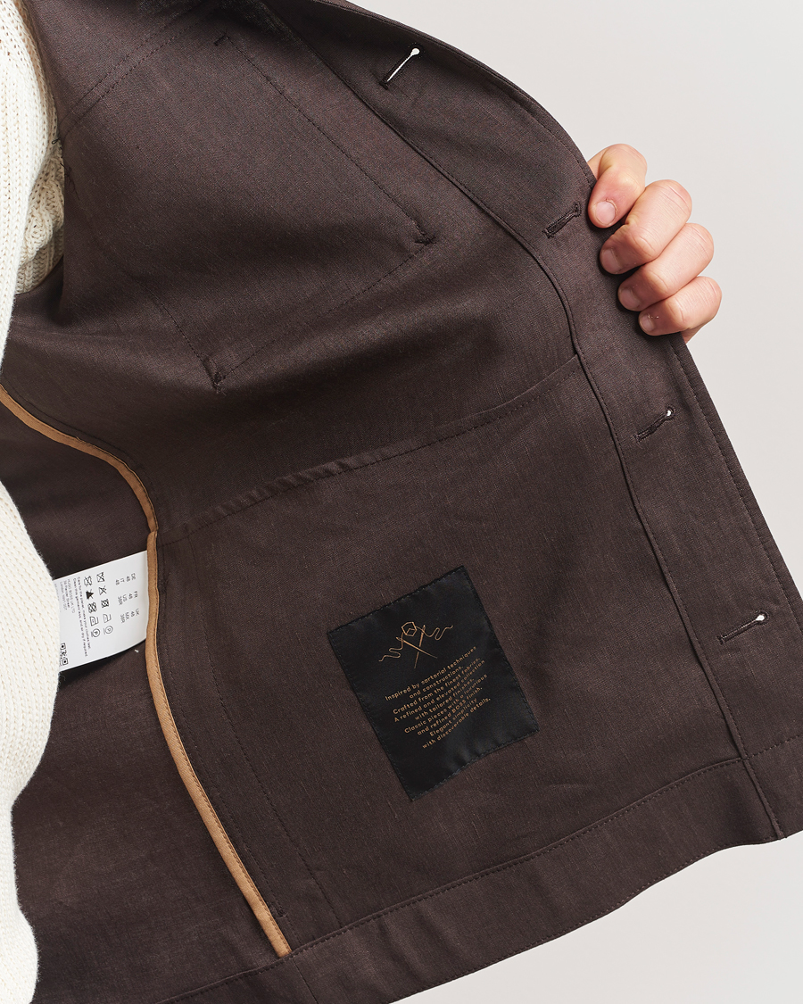 Herr | Jackor | BOSS CAMEL | Corvin Linen Shirt Jacket Dark Brown