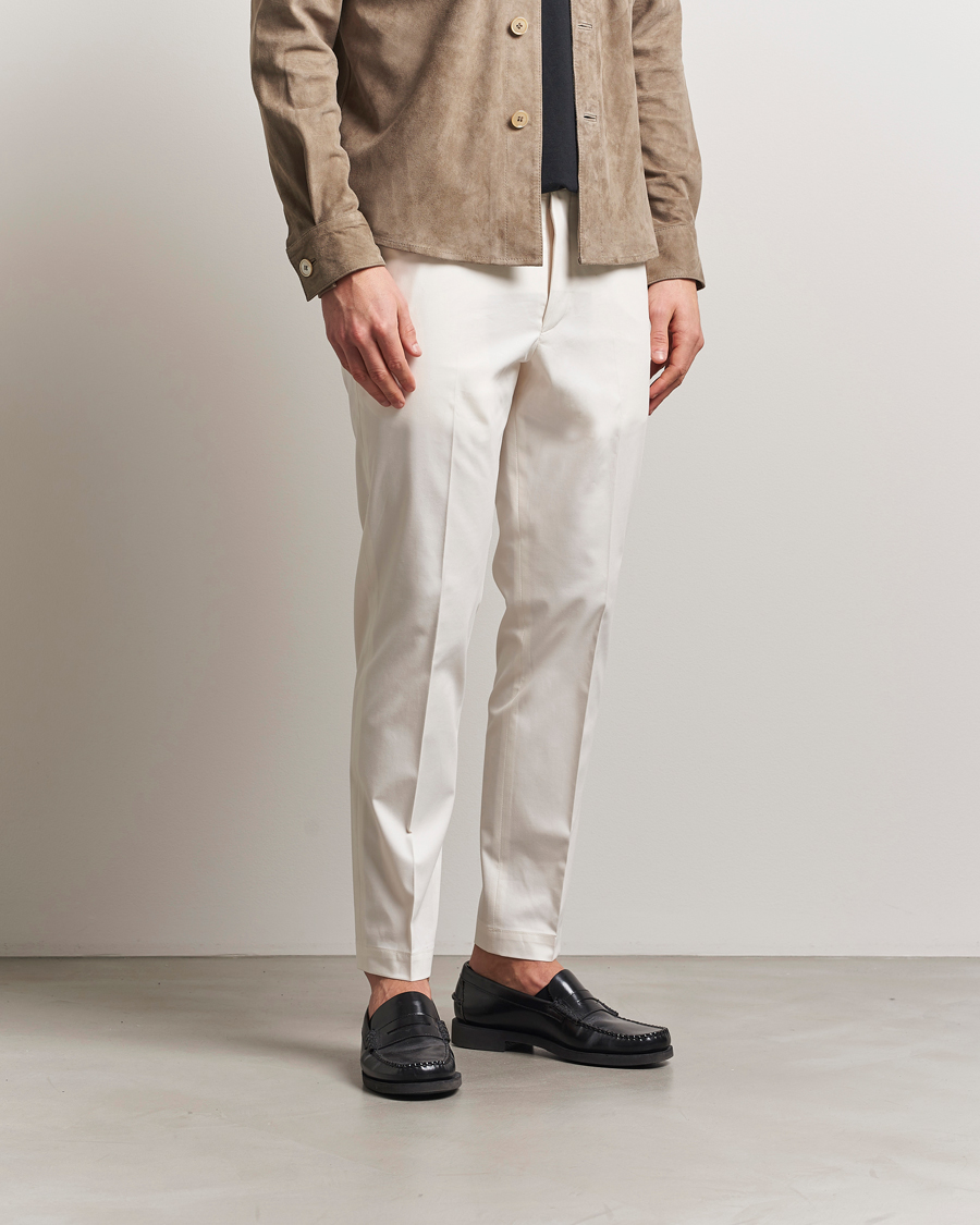 Herr | Byxor | BOSS CAMEL | Kaiton Cotton Pleated Trousers Open White