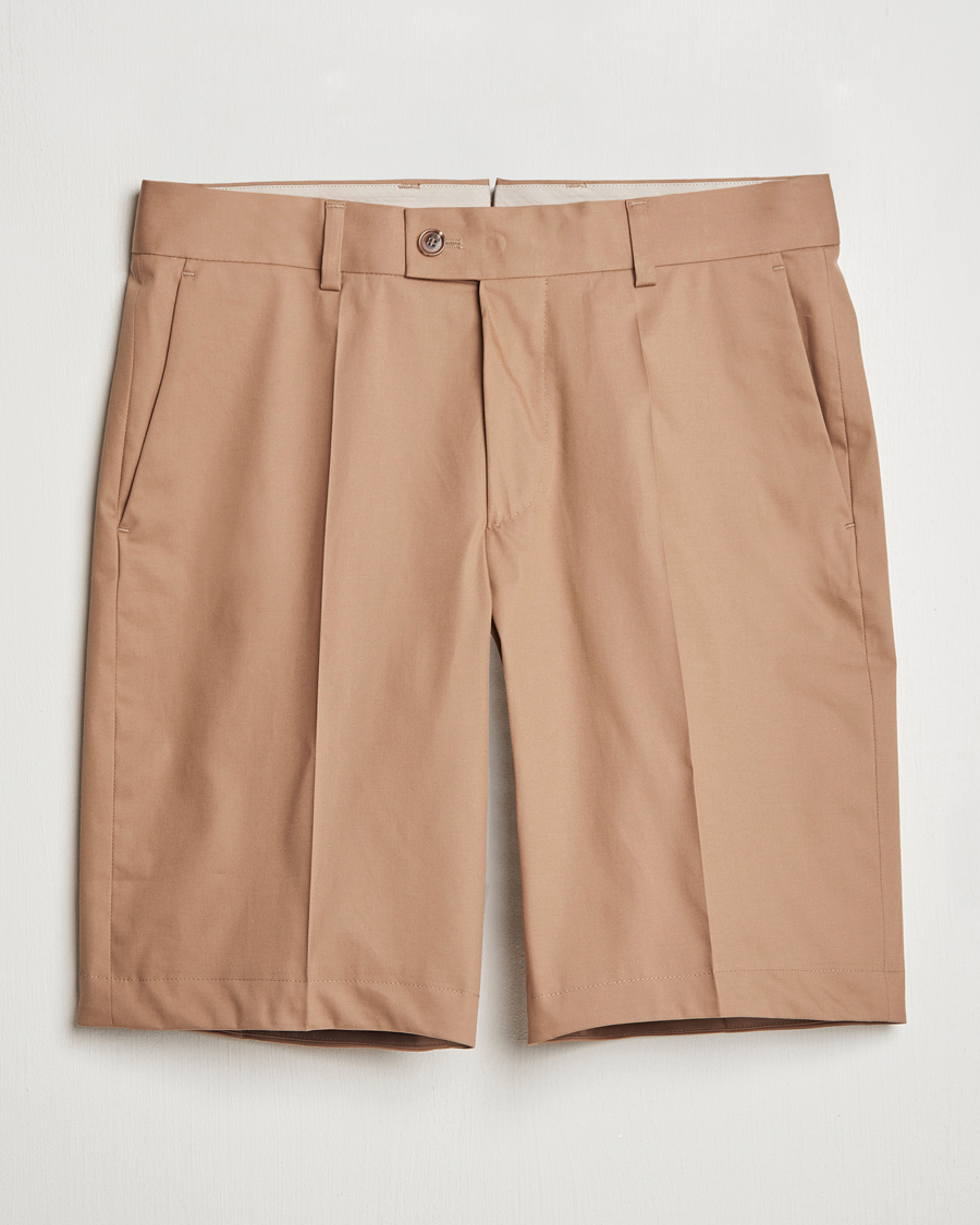 Herr | Shorts | BOSS CAMEL | Peet Cotton Pleated Shorts Open Beige