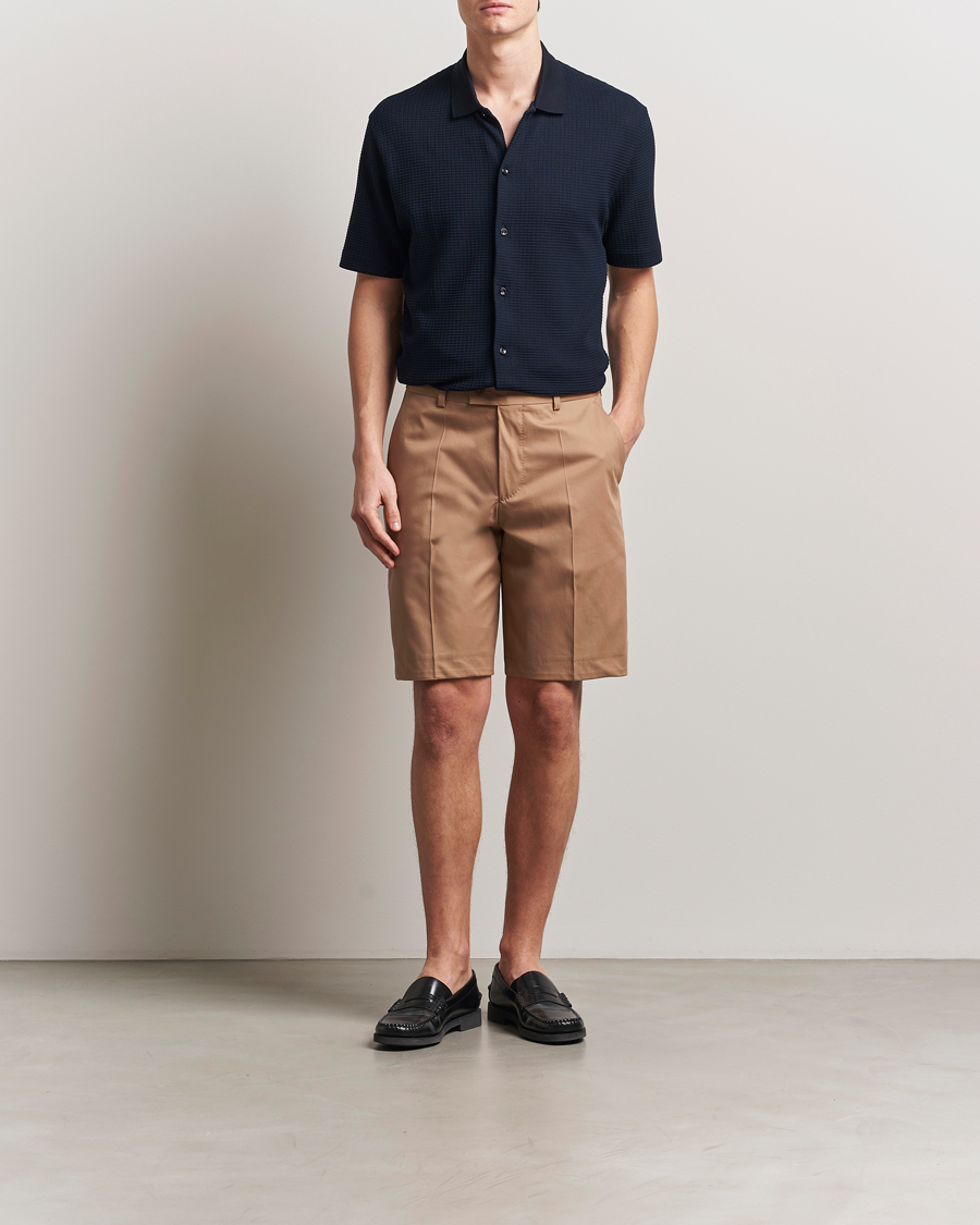 Herr | Shorts | BOSS CAMEL | Peet Cotton Pleated Shorts Open Beige