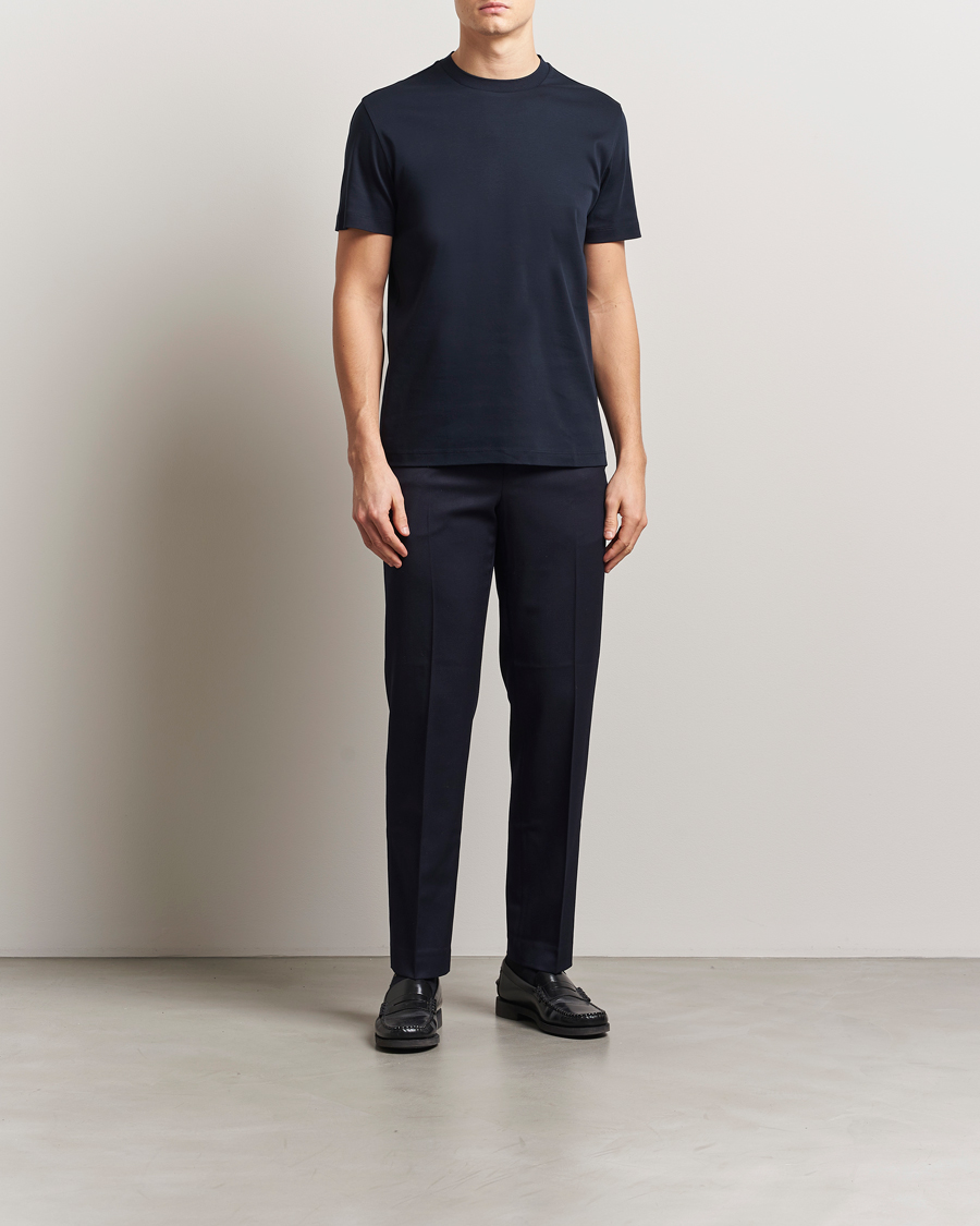 Herr | T-Shirts | BOSS CAMEL | Tesar Cotton Knitted T-Shirt Dark Blue