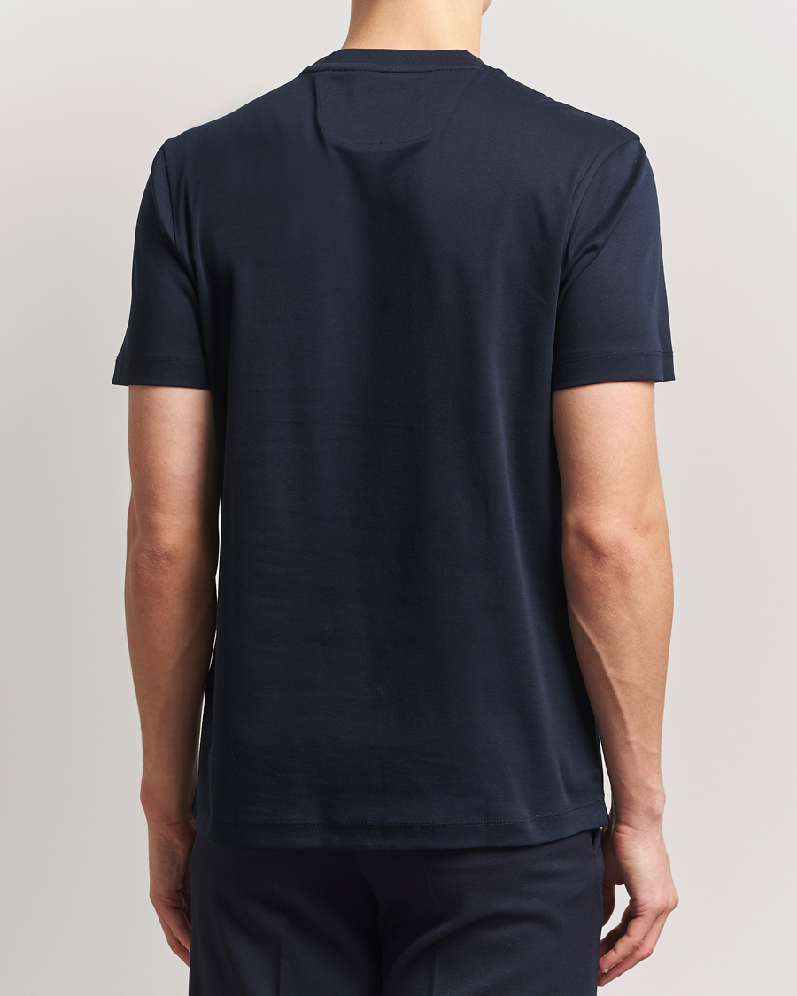 Herr | T-Shirts | BOSS CAMEL | Tesar Cotton Knitted T-Shirt Dark Blue