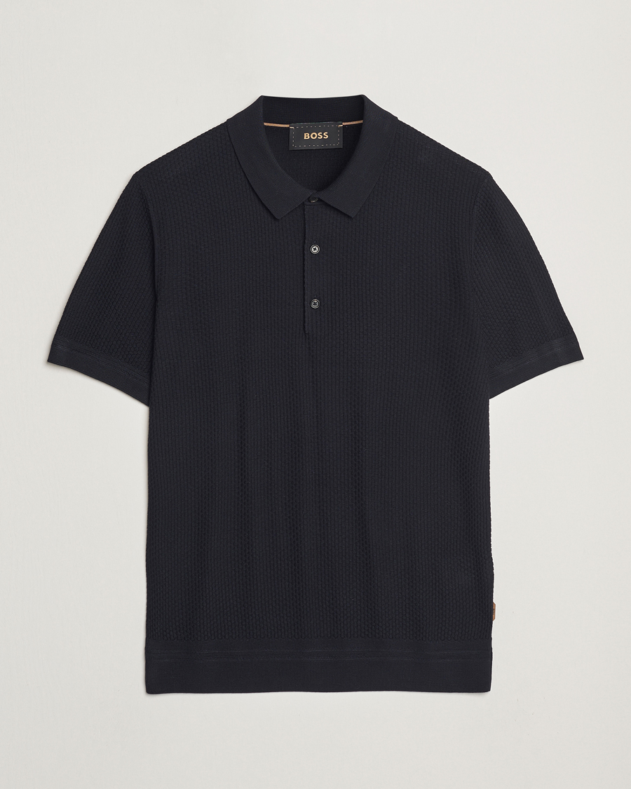 Herr | Pikéer | BOSS CAMEL | Jeffrey Silk Knitted Polo Dark Blue