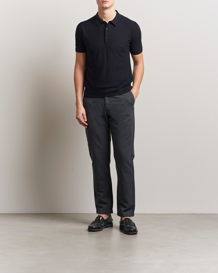 Herr | Pikéer | BOSS CAMEL | Jeffrey Silk Knitted Polo Dark Blue
